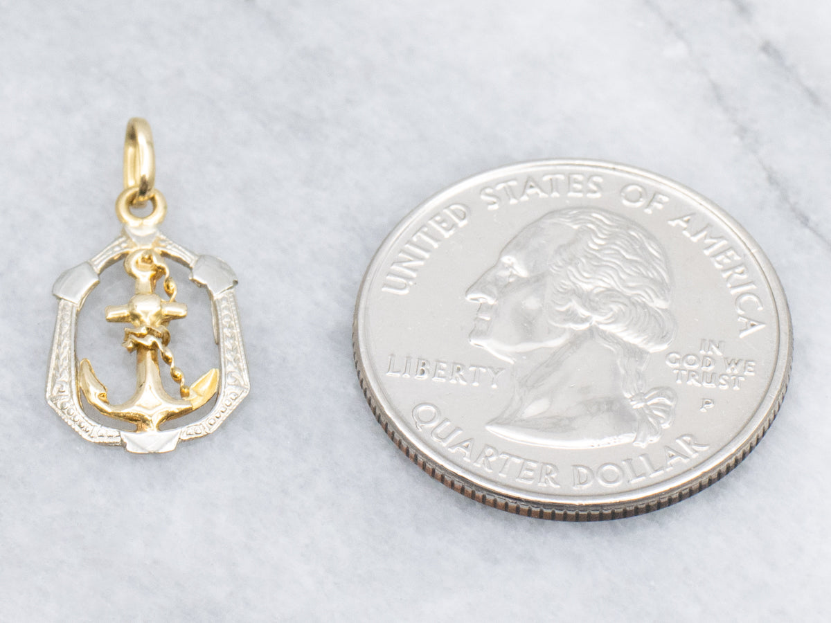 Vintage Two-Tone Gold Anchor Pendant