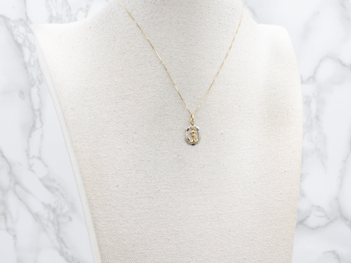 Vintage Two-Tone Gold Anchor Pendant