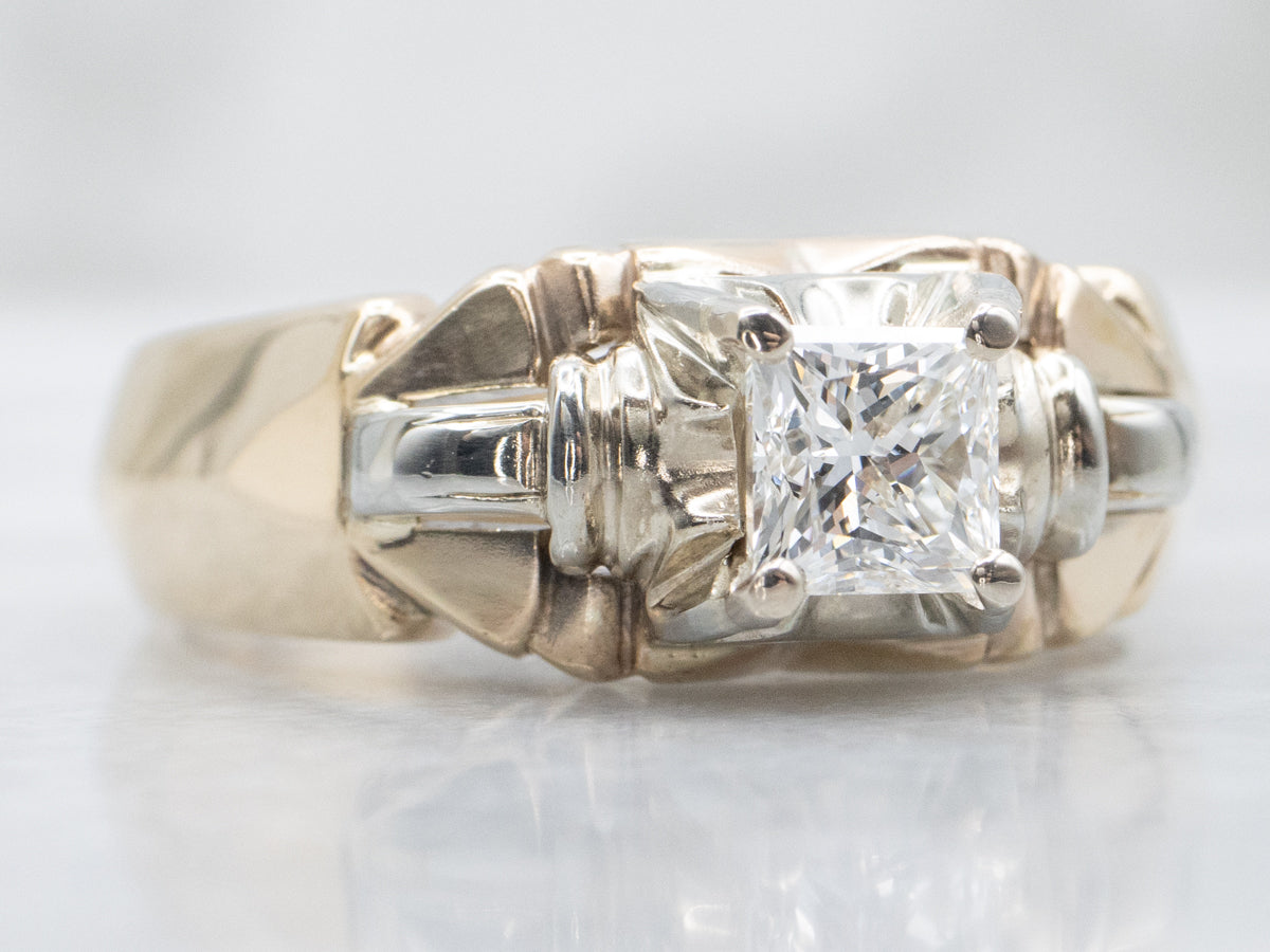 Men's Square-Cut Retro Diamond Ring