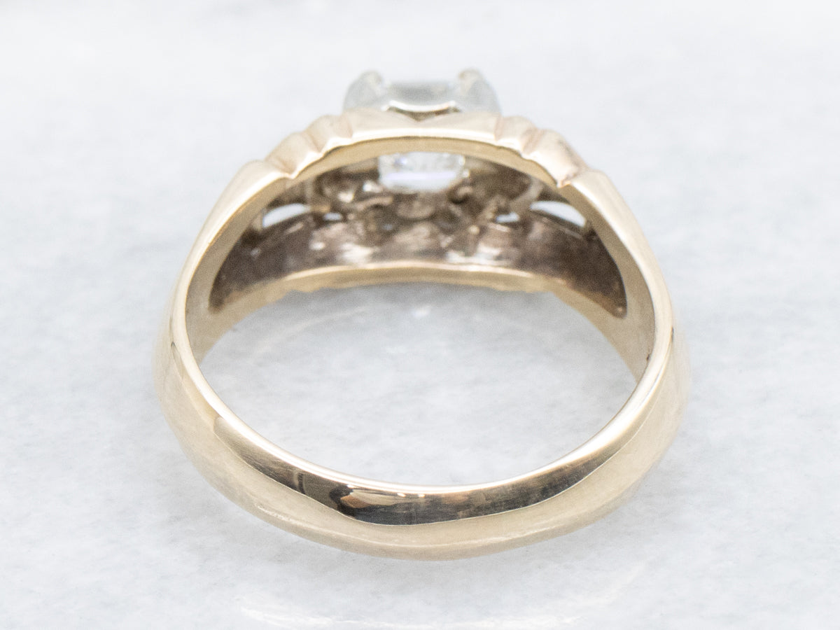 Men's Square-Cut Retro Diamond Ring