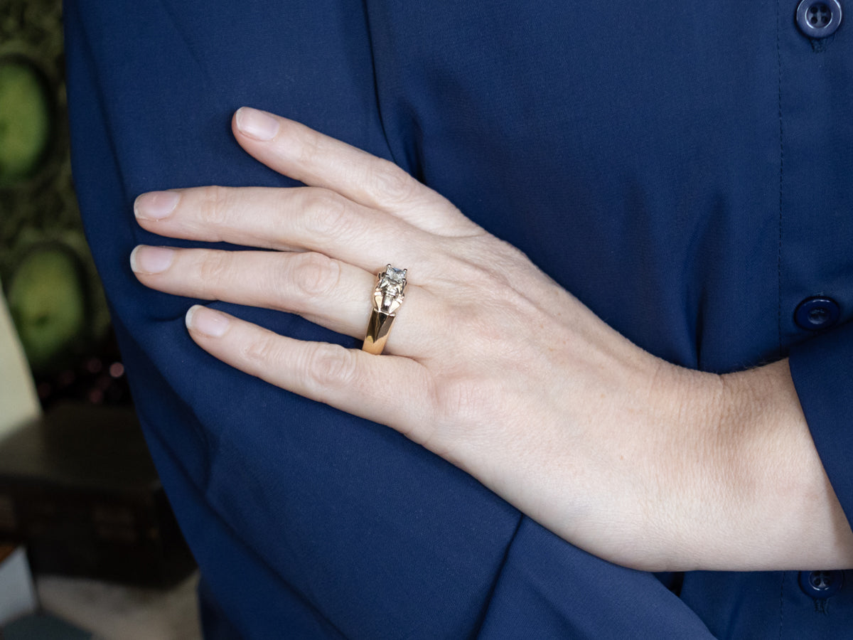Men's Square-Cut Retro Diamond Ring