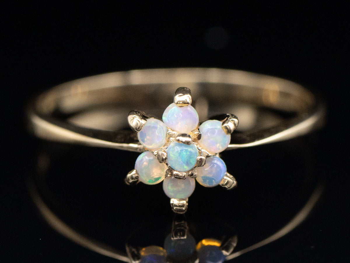 Vintage Gold and Opal Floral Halo Ring