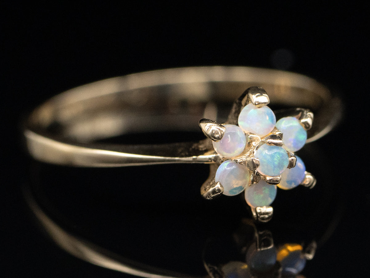 Vintage Gold and Opal Floral Halo Ring