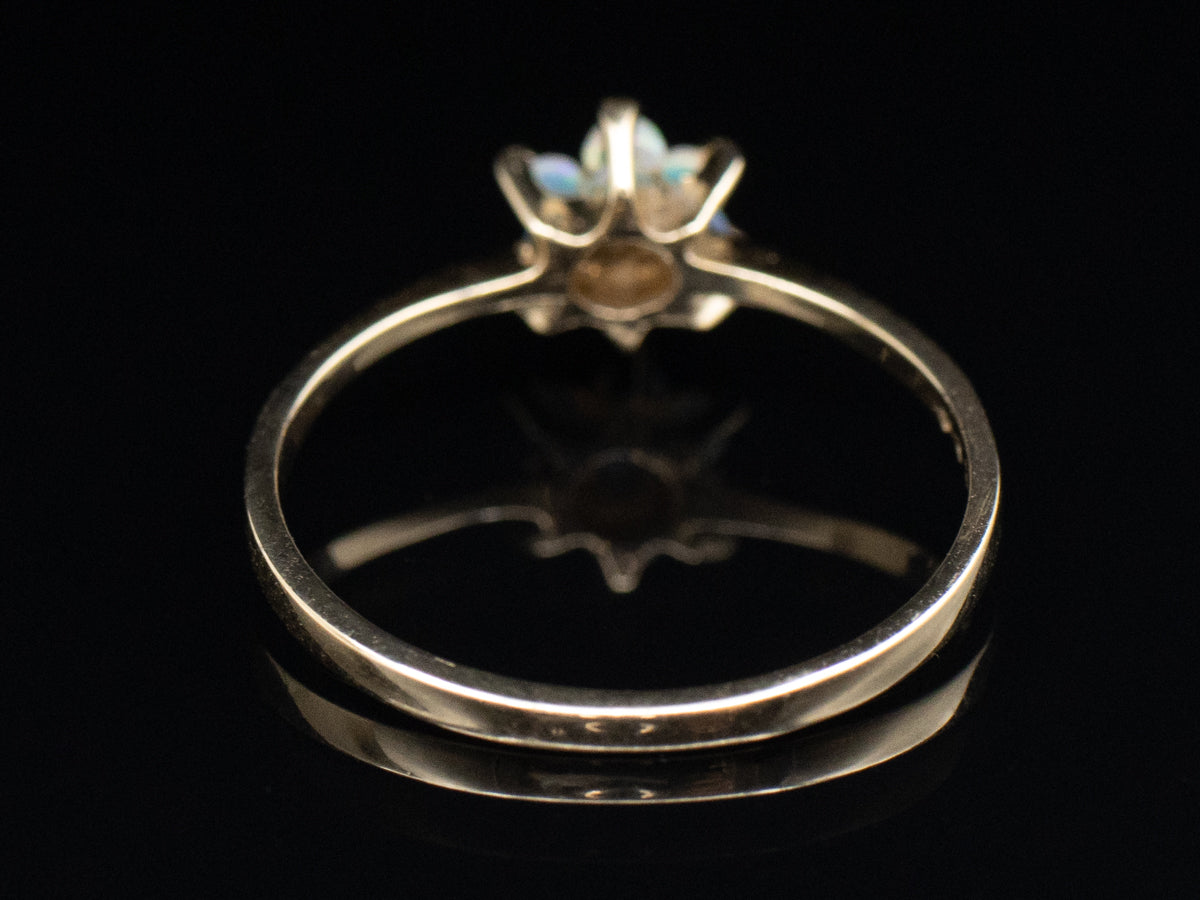 Vintage Gold and Opal Floral Halo Ring