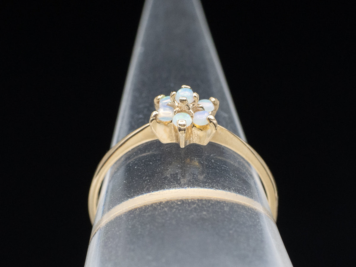 Vintage Gold and Opal Floral Halo Ring