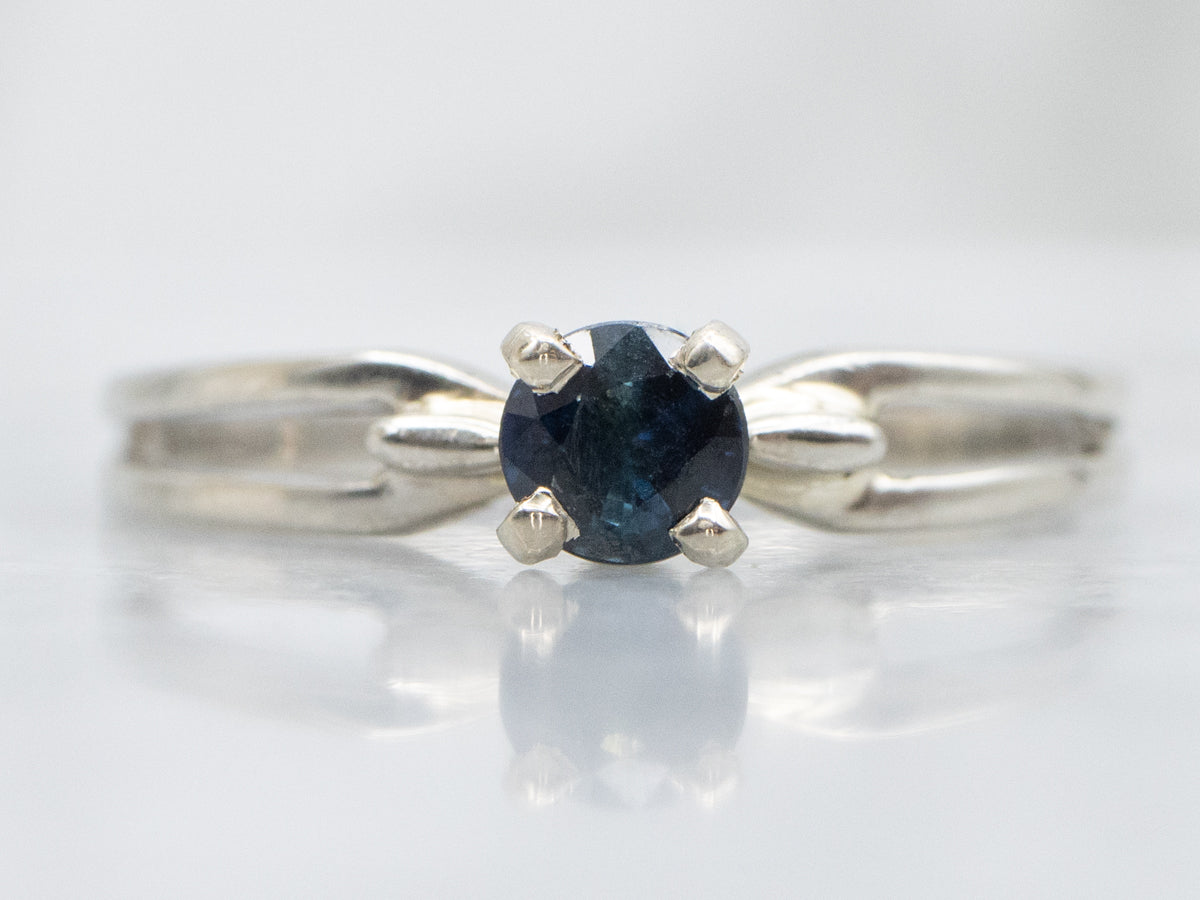 White Gold Round-Cut Sapphire Solitaire Ring