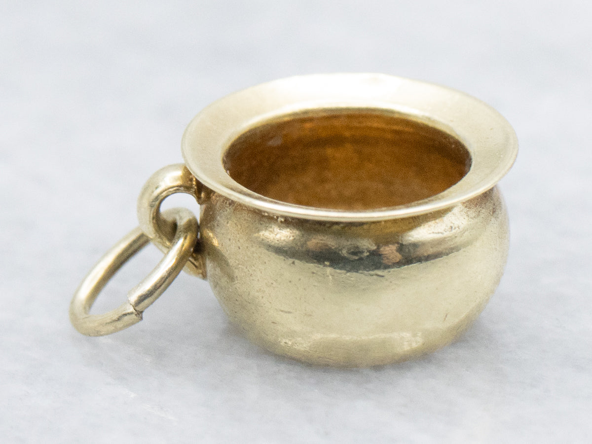 Simple Vintage Gold Pot Charm Pendant