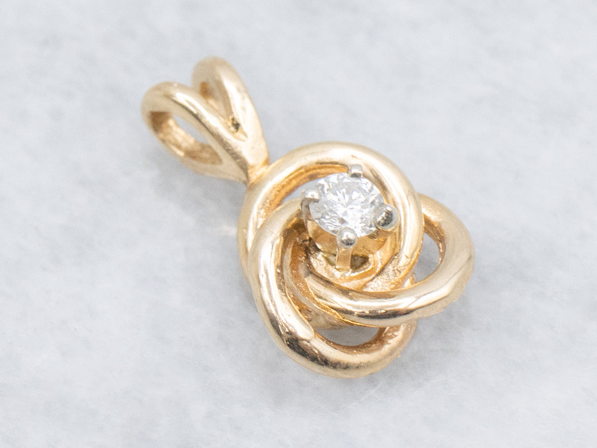 Yellow Gold Lover's Knot Diamond Pendant