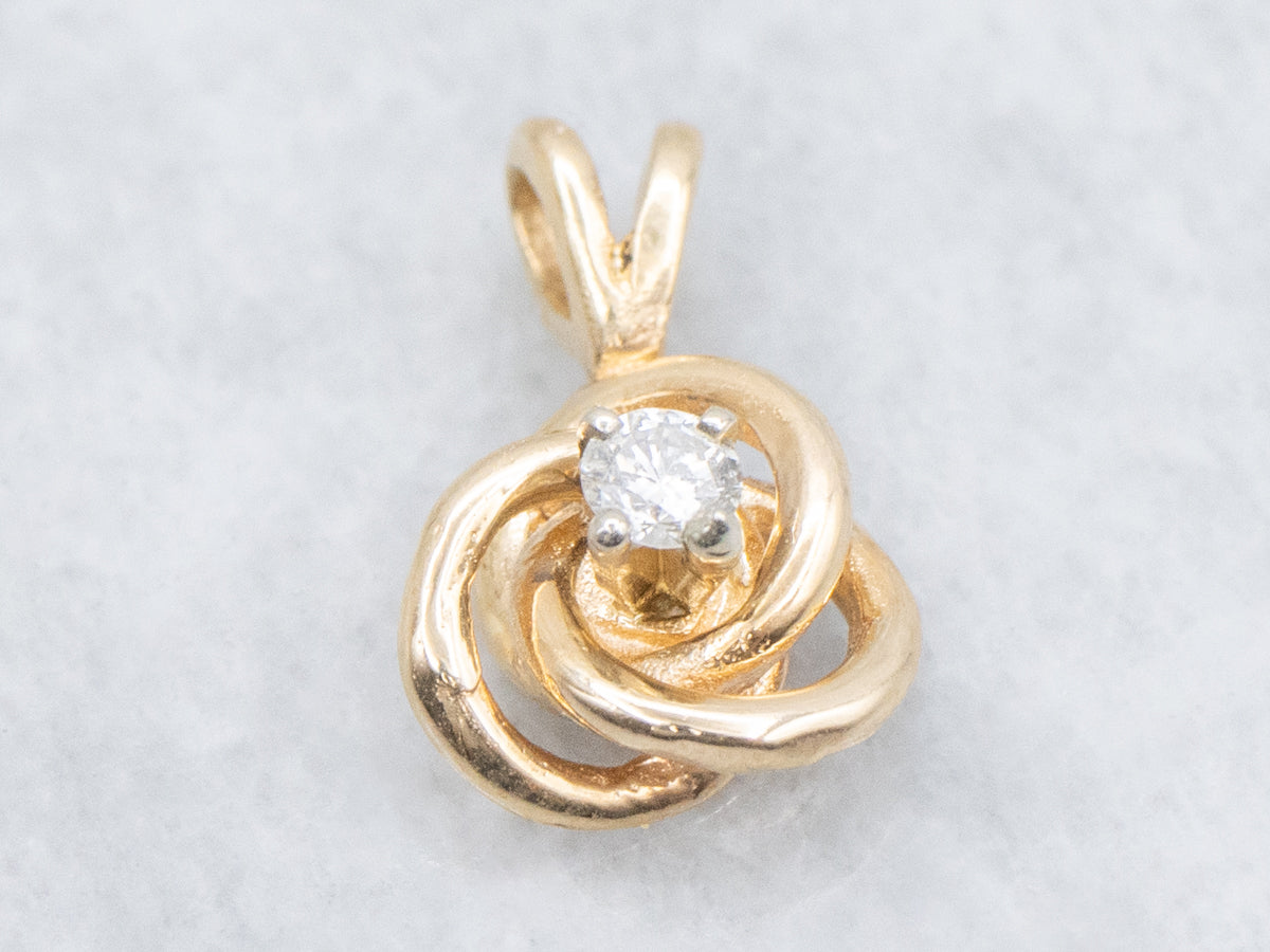 Yellow Gold Lover's Knot Diamond Pendant