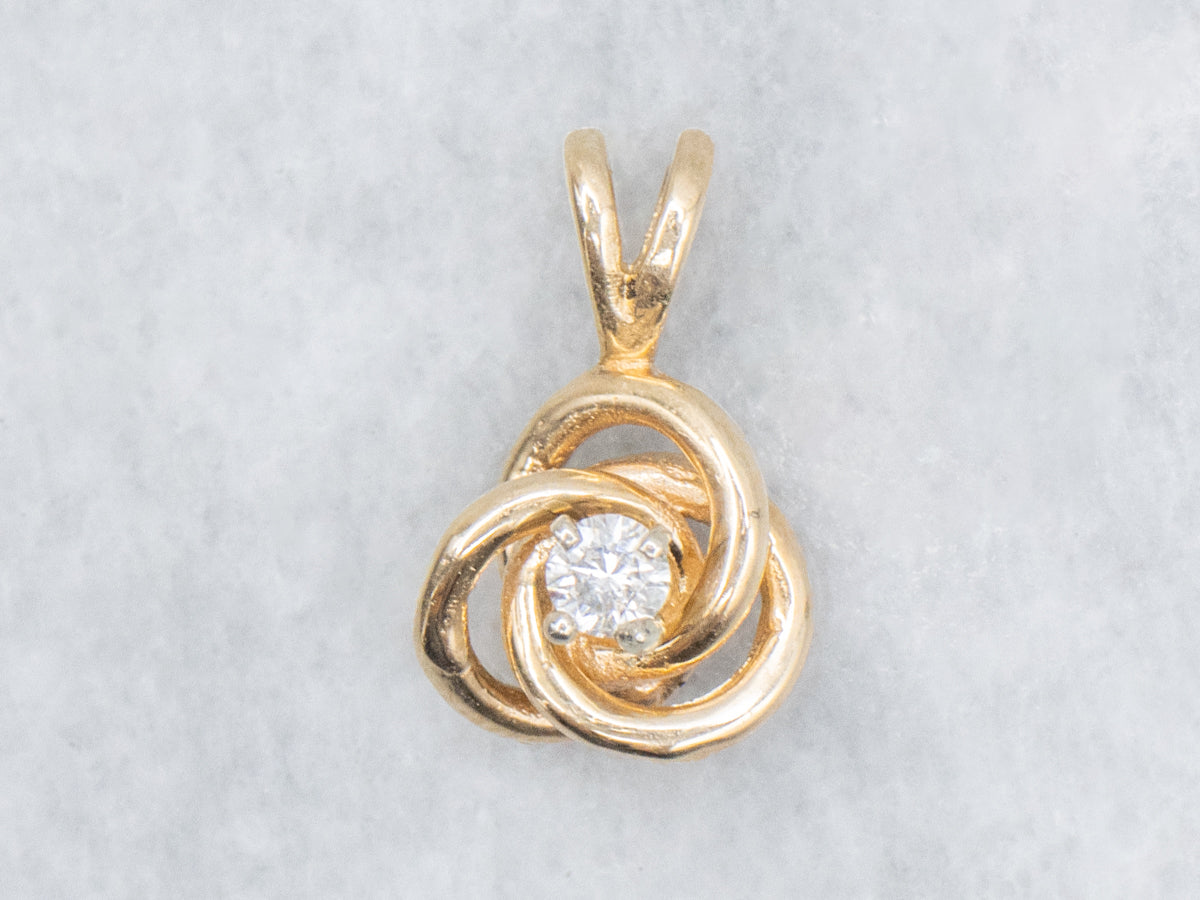 Yellow Gold Lover's Knot Diamond Pendant
