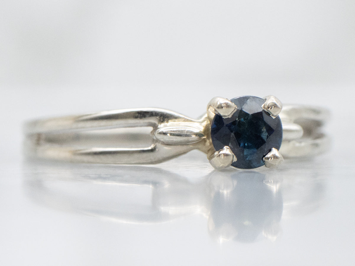 White Gold Round-Cut Sapphire Solitaire Ring