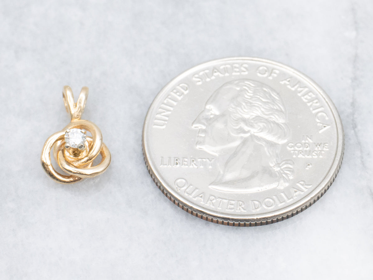 Yellow Gold Lover's Knot Diamond Pendant