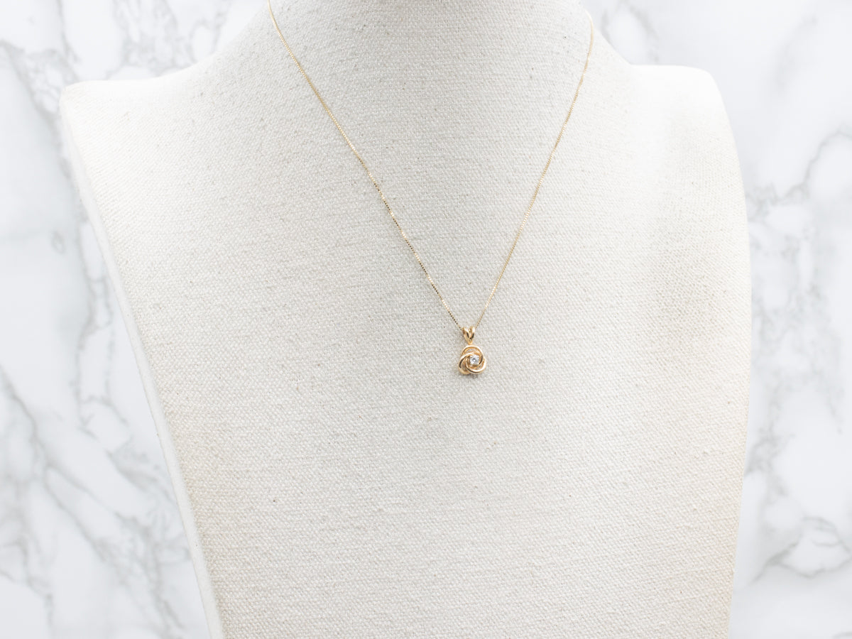 Yellow Gold Lover's Knot Diamond Pendant