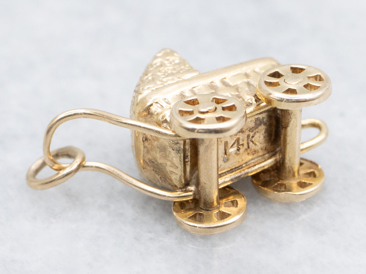 Vintage Gold Baby Carriage Pendant