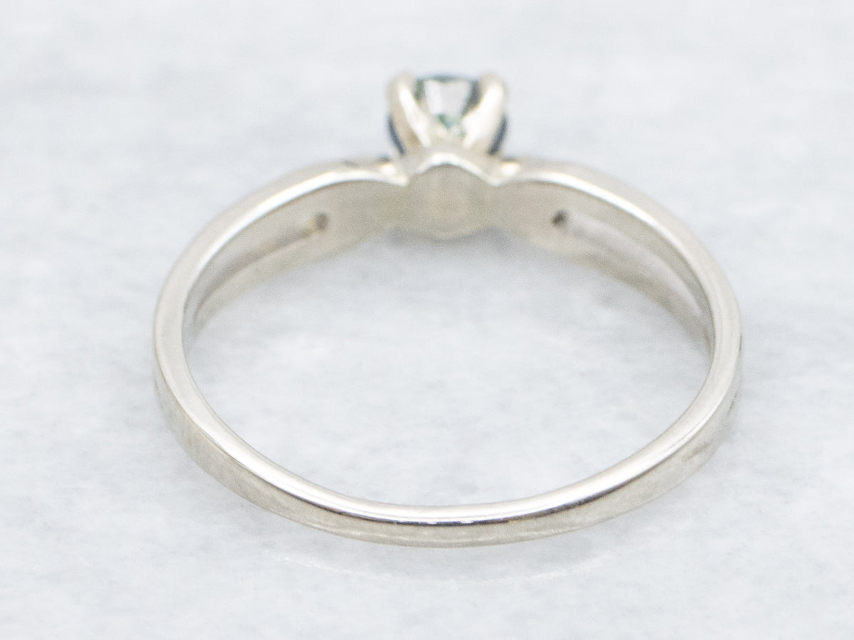 White Gold Round-Cut Sapphire Solitaire Ring
