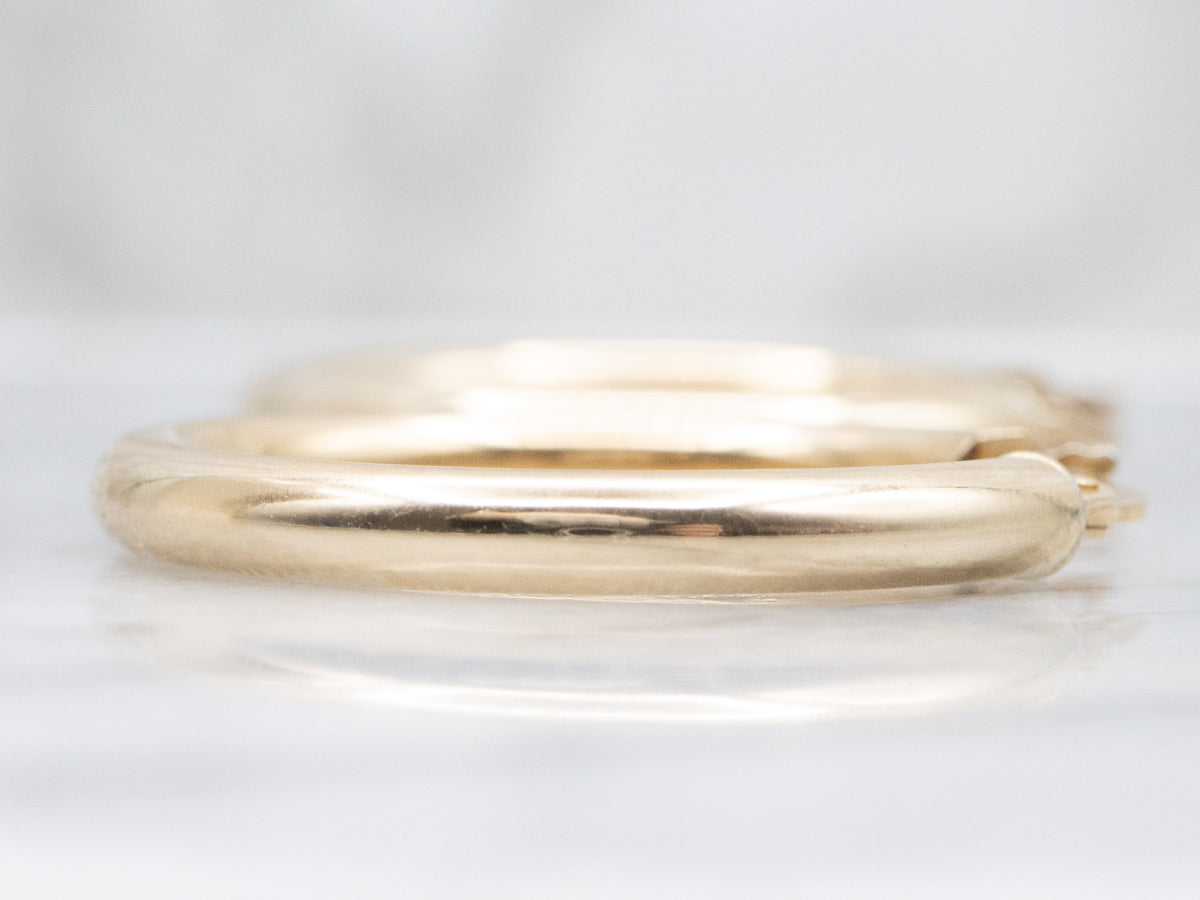 Polished Yellow Gold Tube Hoop Earrings