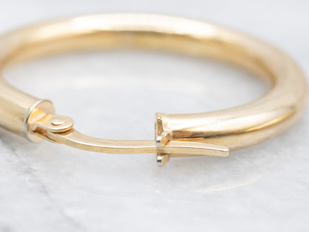 Polished Yellow Gold Tube Hoop Earrings