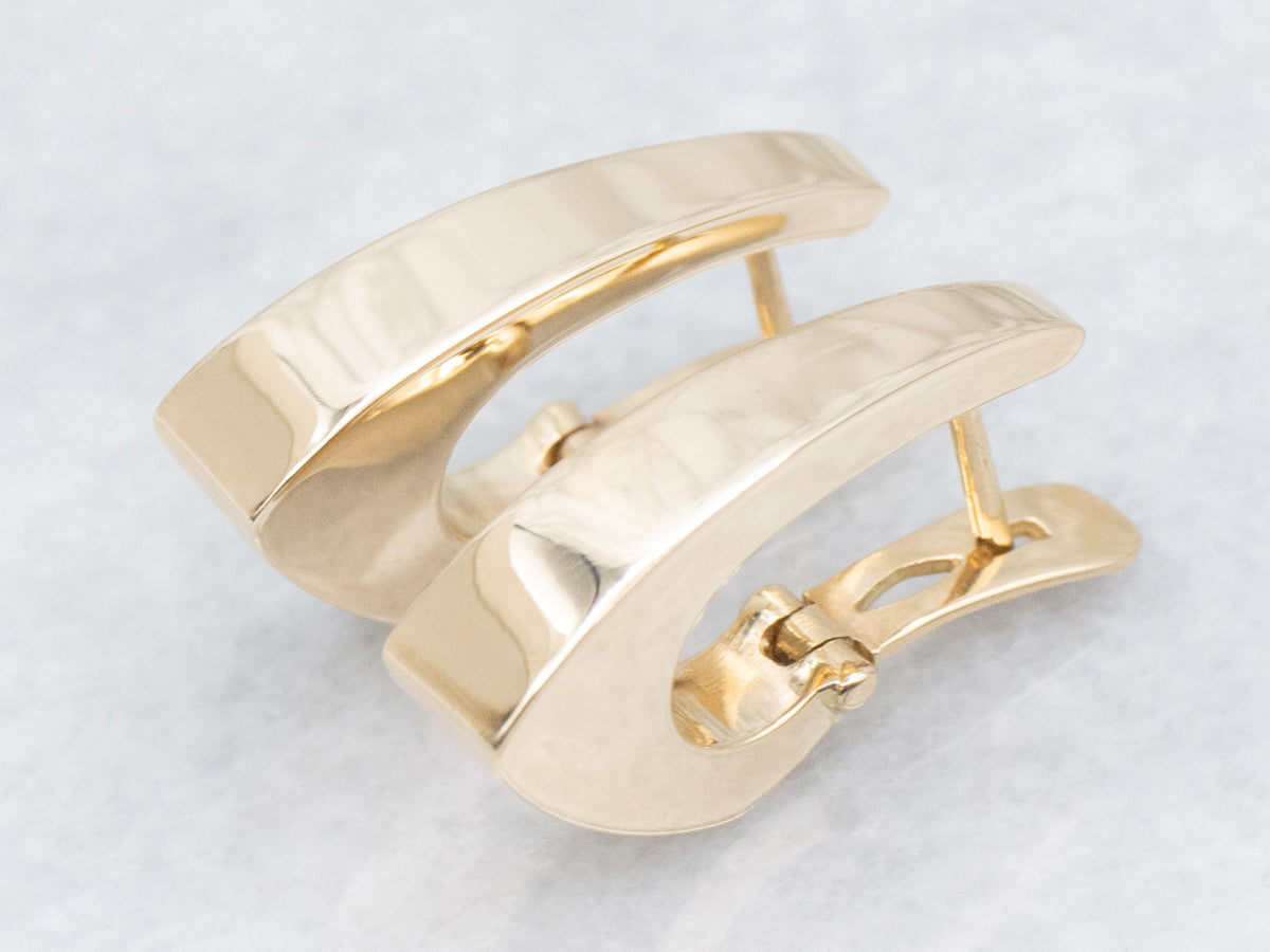 Squared Yellow Gold Huggie-Hoop Earrings