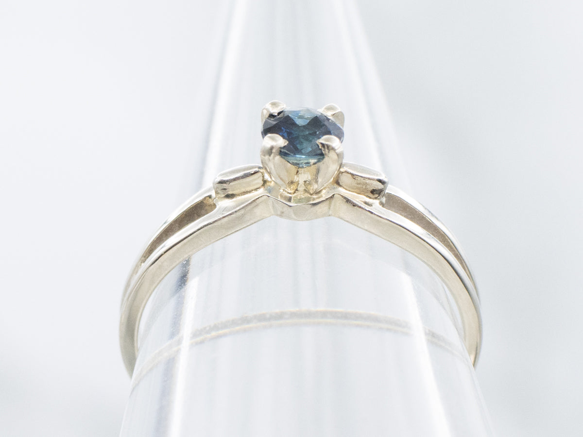 White Gold Round-Cut Sapphire Solitaire Ring