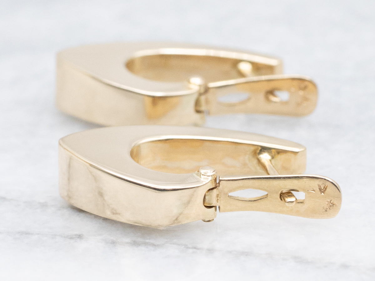 Squared Yellow Gold Huggie-Hoop Earrings