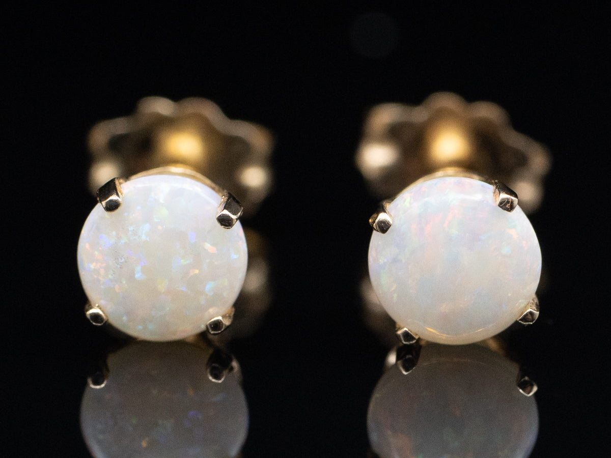 Vintage Australian Opal Gold Stud Earrings