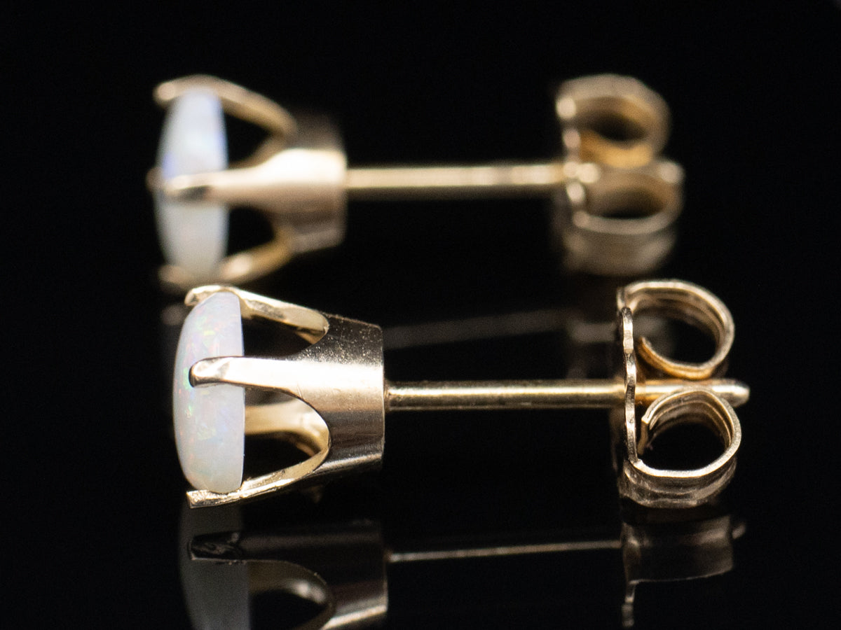 Vintage Australian Opal Gold Stud Earrings