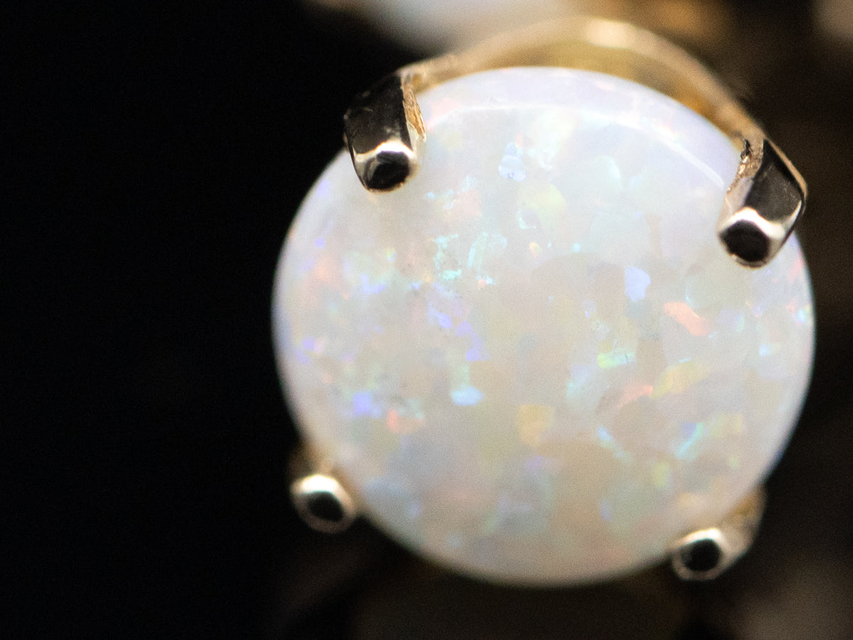Vintage Australian Opal Gold Stud Earrings