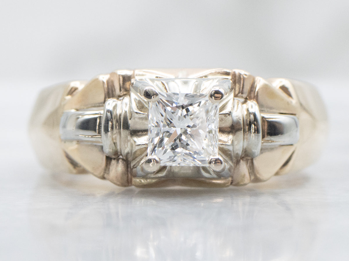 Men's Square-Cut Retro Diamond Ring
