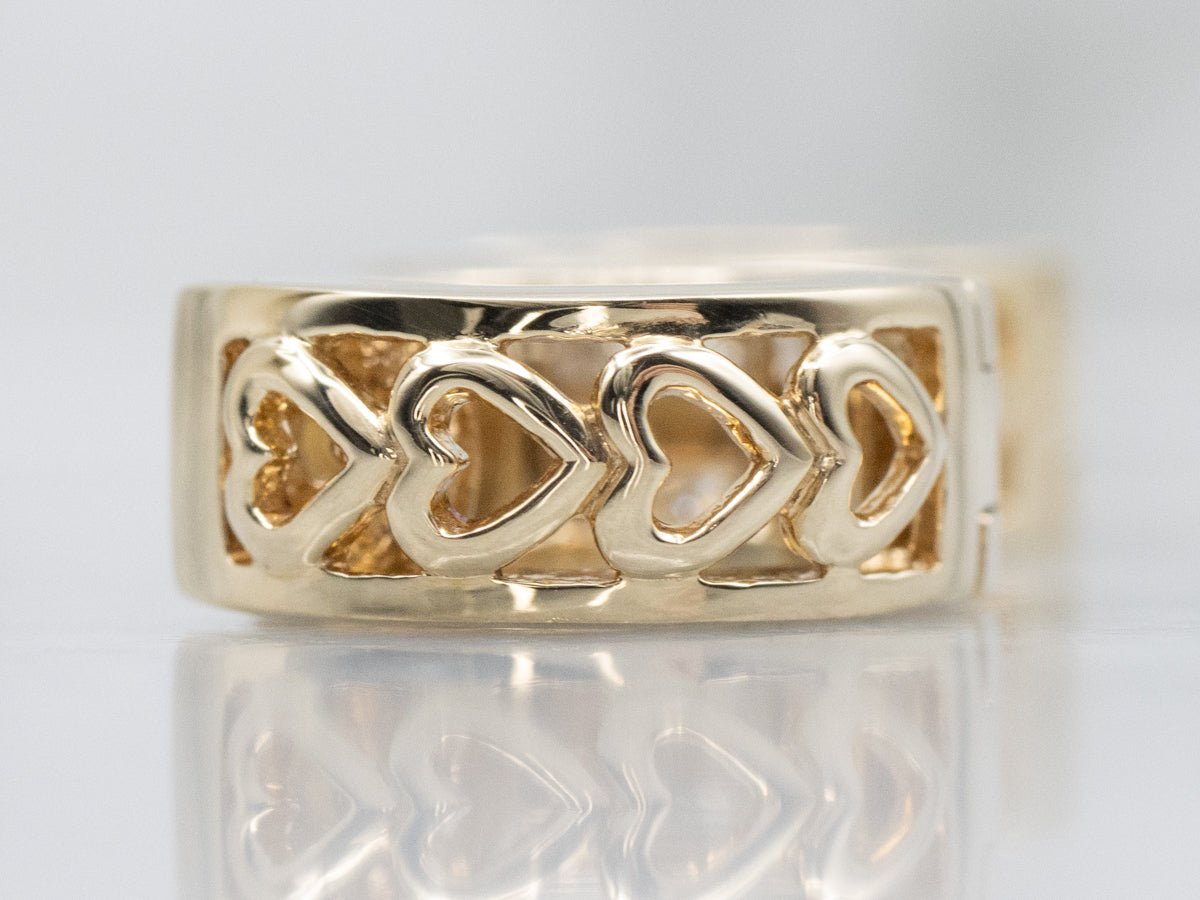 Double Row Channel-Set Diamond Sweetheart Gold Hoop Earrings