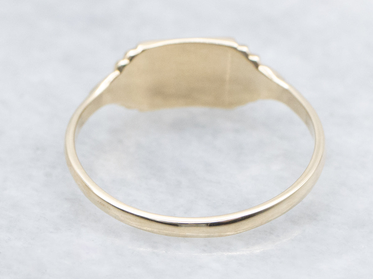 Plain East-to-West Rectangle Gold Mini Signet Ring