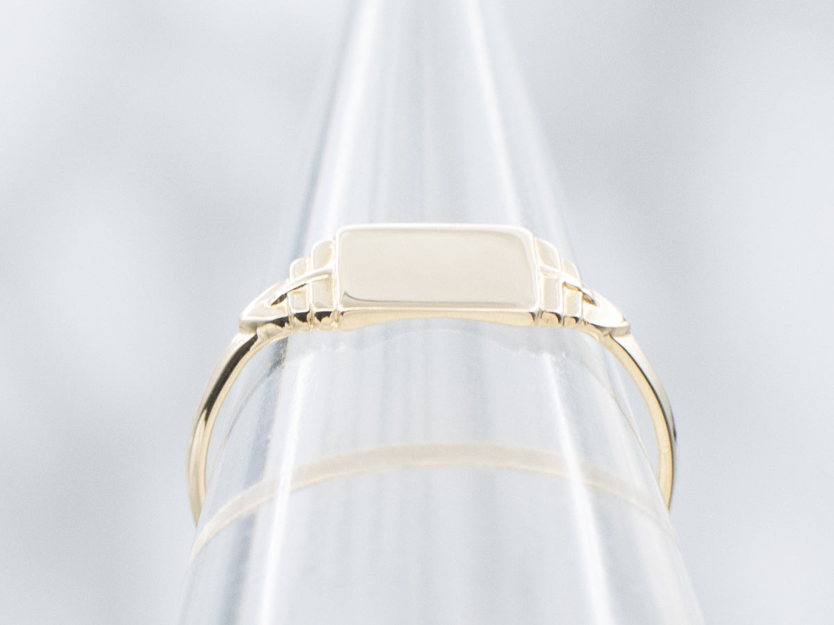 Plain East-to-West Rectangle Gold Mini Signet Ring