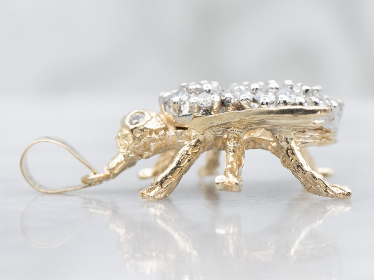 Two-Tone Gold Diamond Bug Pendant