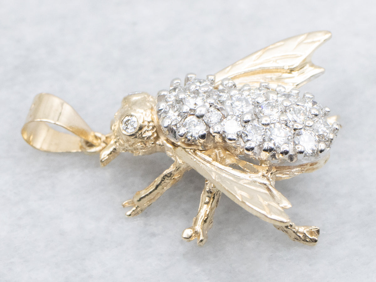 Two-Tone Gold Diamond Bug Pendant