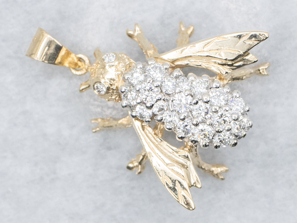 Two-Tone Gold Diamond Bug Pendant