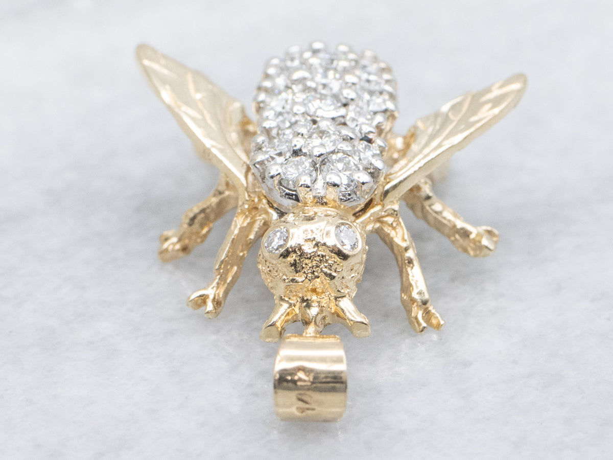 Two-Tone Gold Diamond Bug Pendant