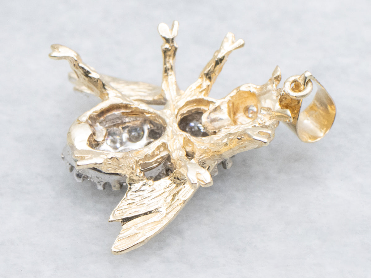 Two-Tone Gold Diamond Bug Pendant