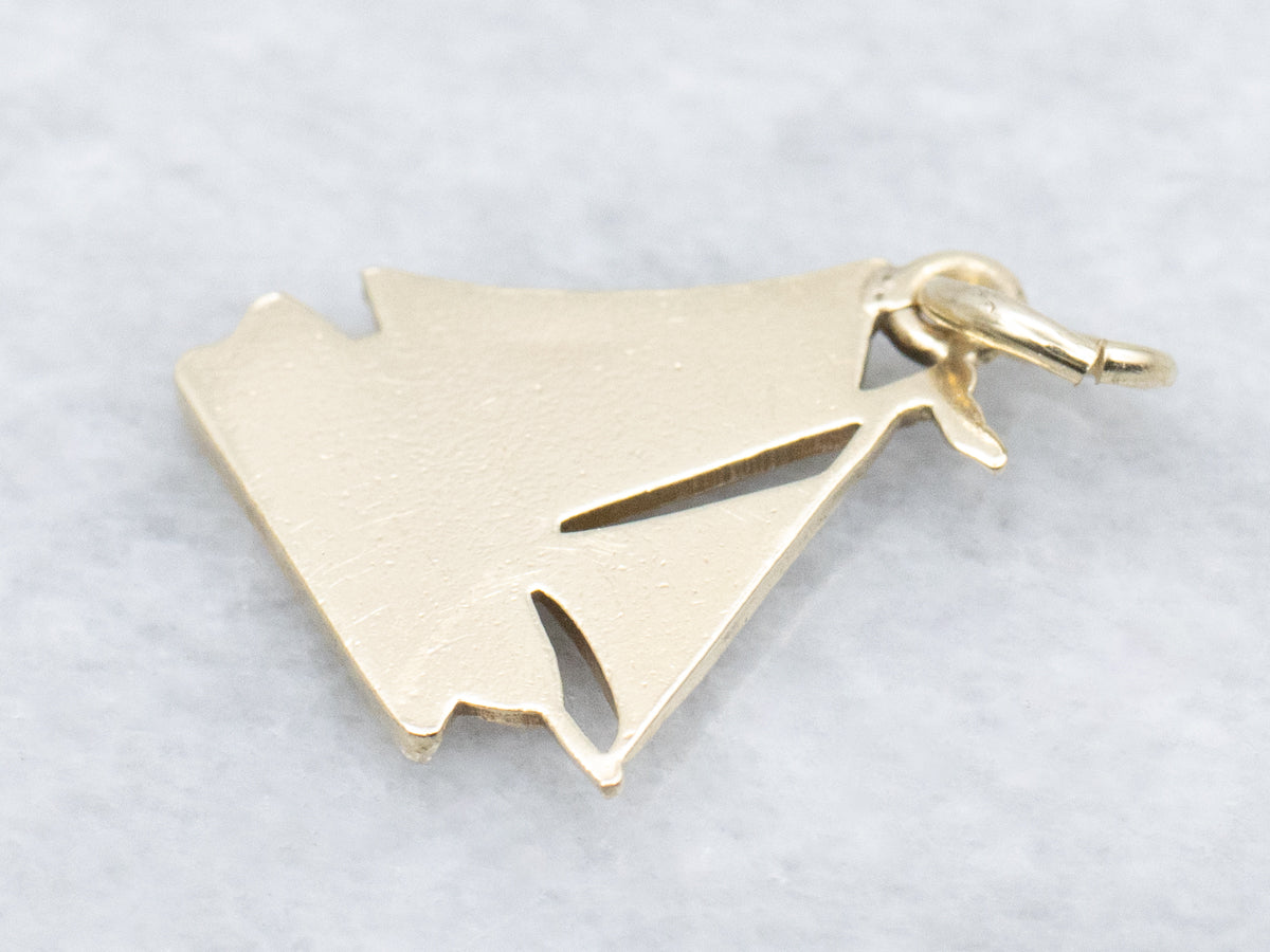 Detailed Yellow Gold Sailboat Charm Pendant