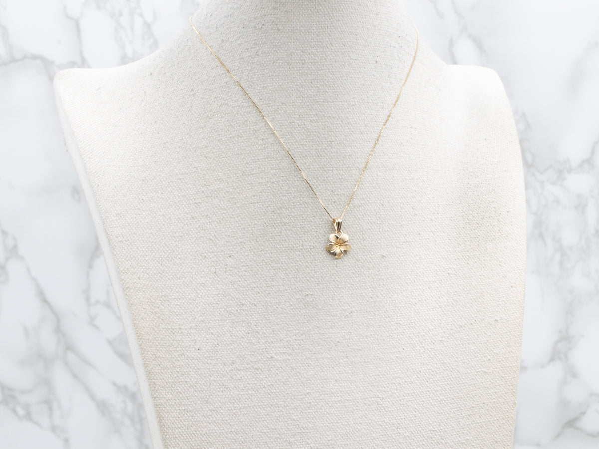 Textured Gold Plumeria Flower Charm Pendant