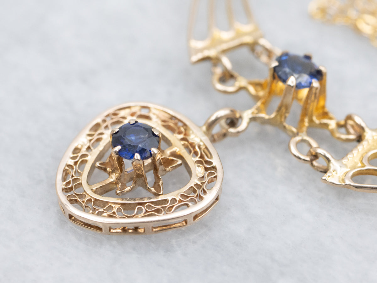 Antique Gold Buttercup Sapphire and Gold Necklace