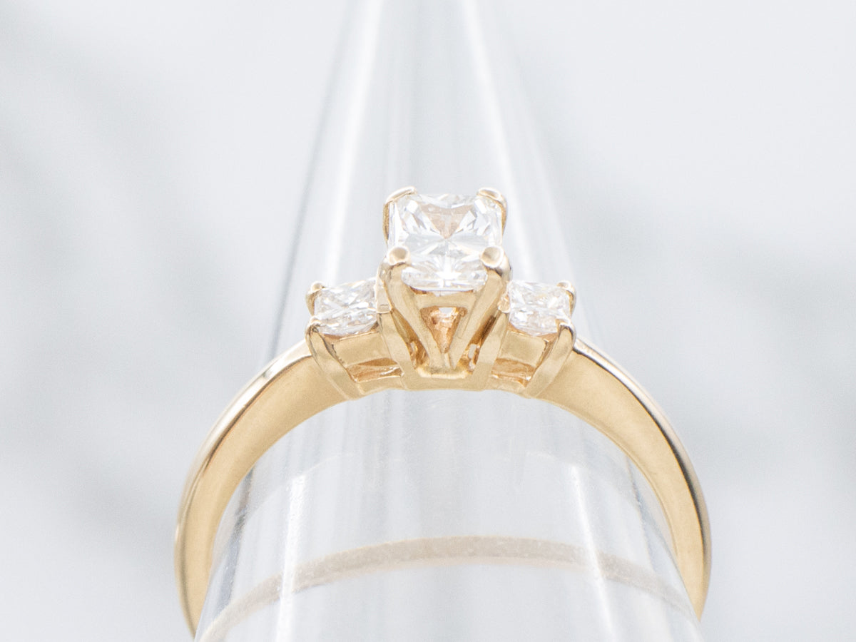 Emerald-Cut Diamond and Gold Engagement Ring