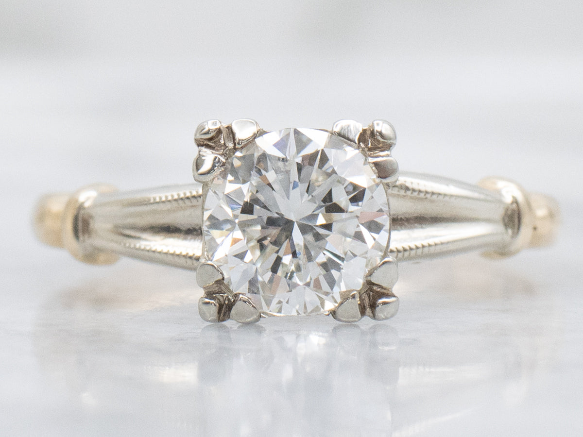 Brilliant Diamond 1950s Engagement Ring with Fishtail Prongs