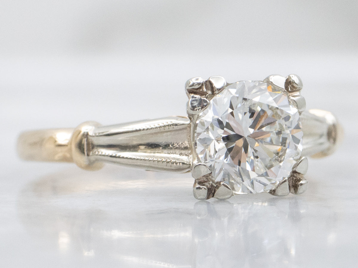 Brilliant Diamond 1950s Engagement Ring with Fishtail Prongs