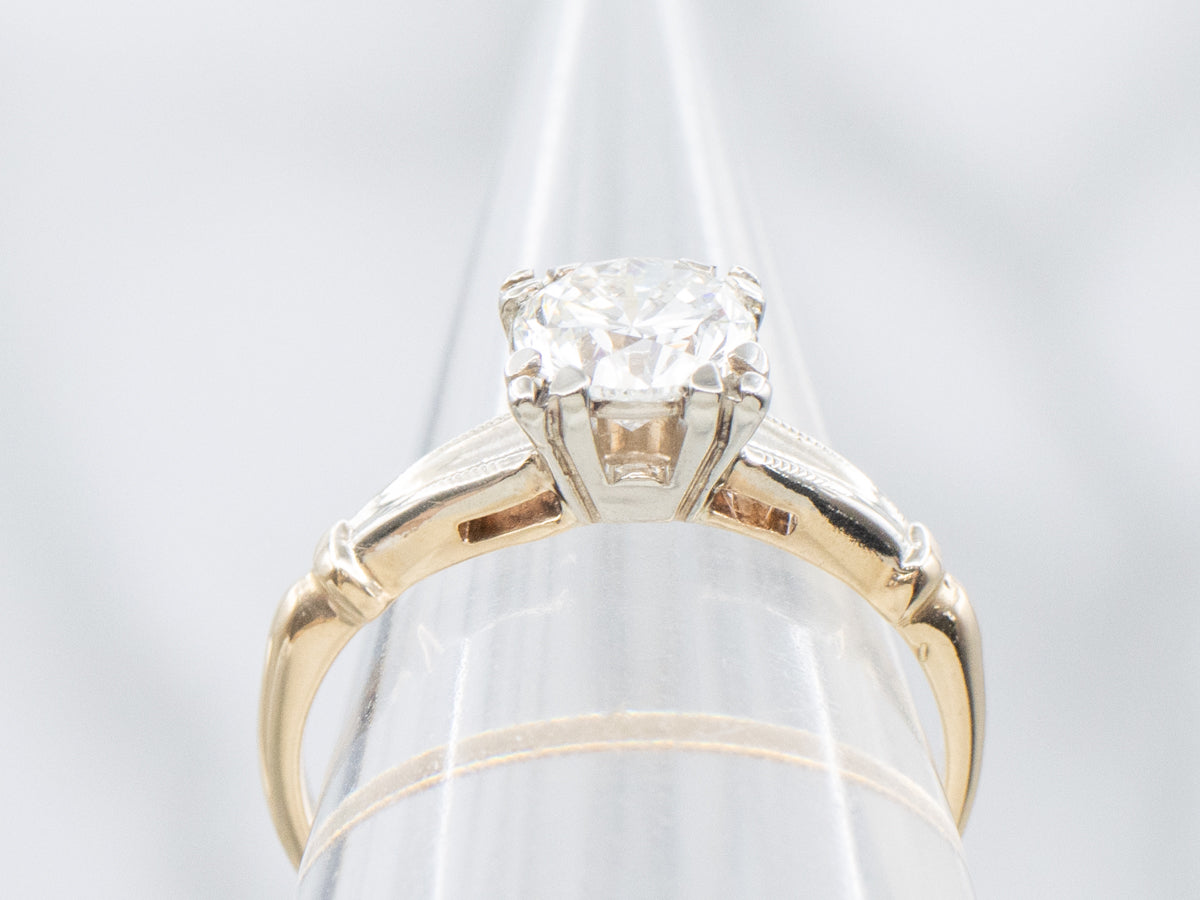 Brilliant Diamond 1950s Engagement Ring with Fishtail Prongs