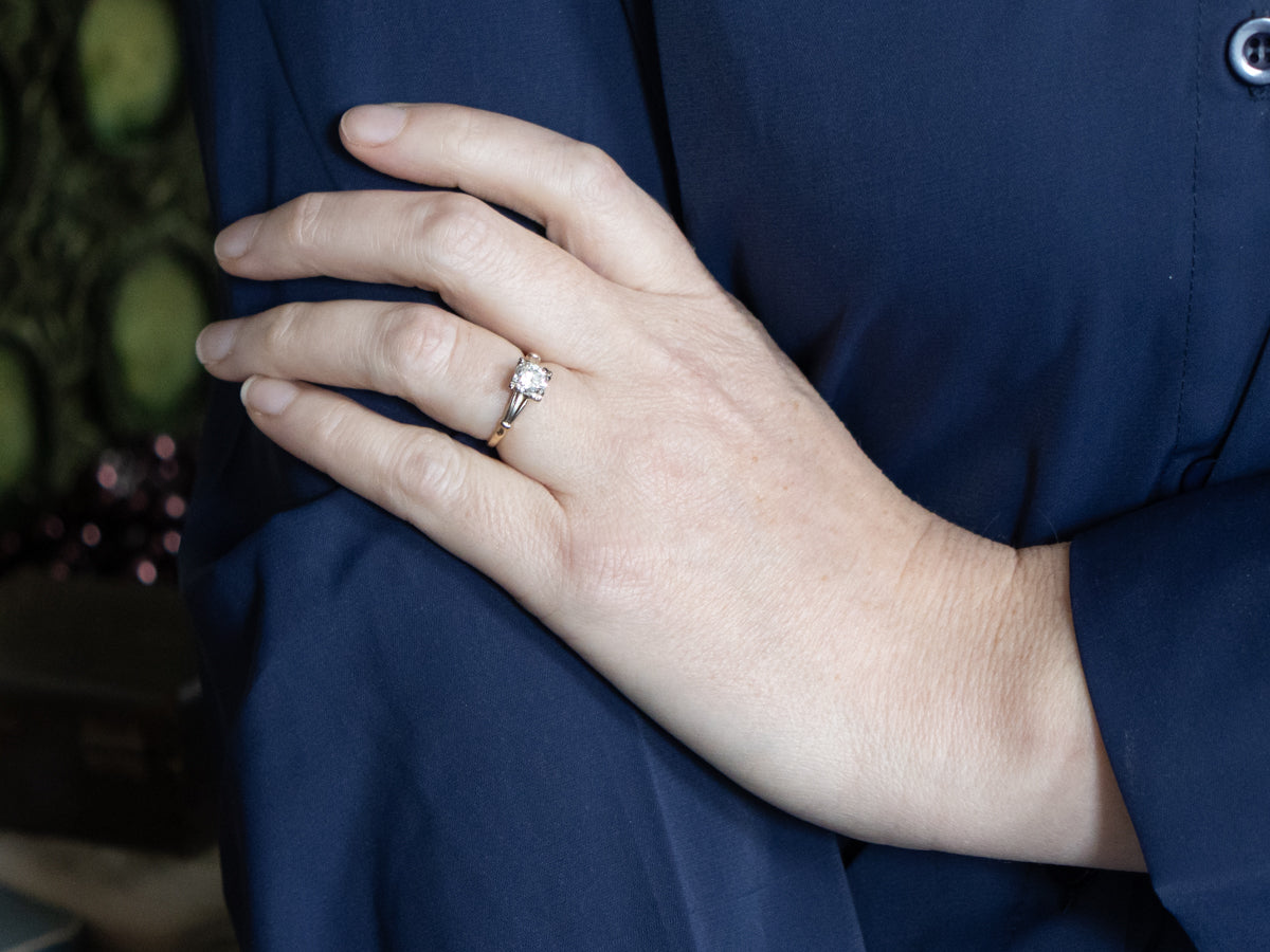 Brilliant Diamond 1950s Engagement Ring with Fishtail Prongs