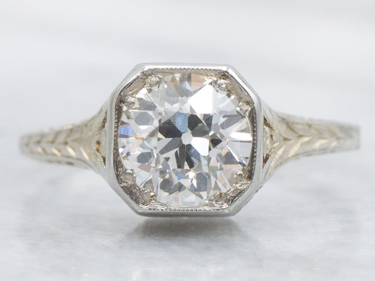 Edwardian-Era Old Mine Cut Diamond Solitaire Engagement Ring