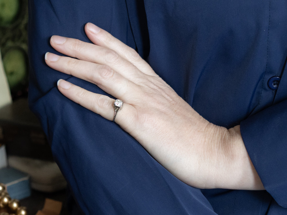 Edwardian-Era Old Mine Cut Diamond Solitaire Engagement Ring