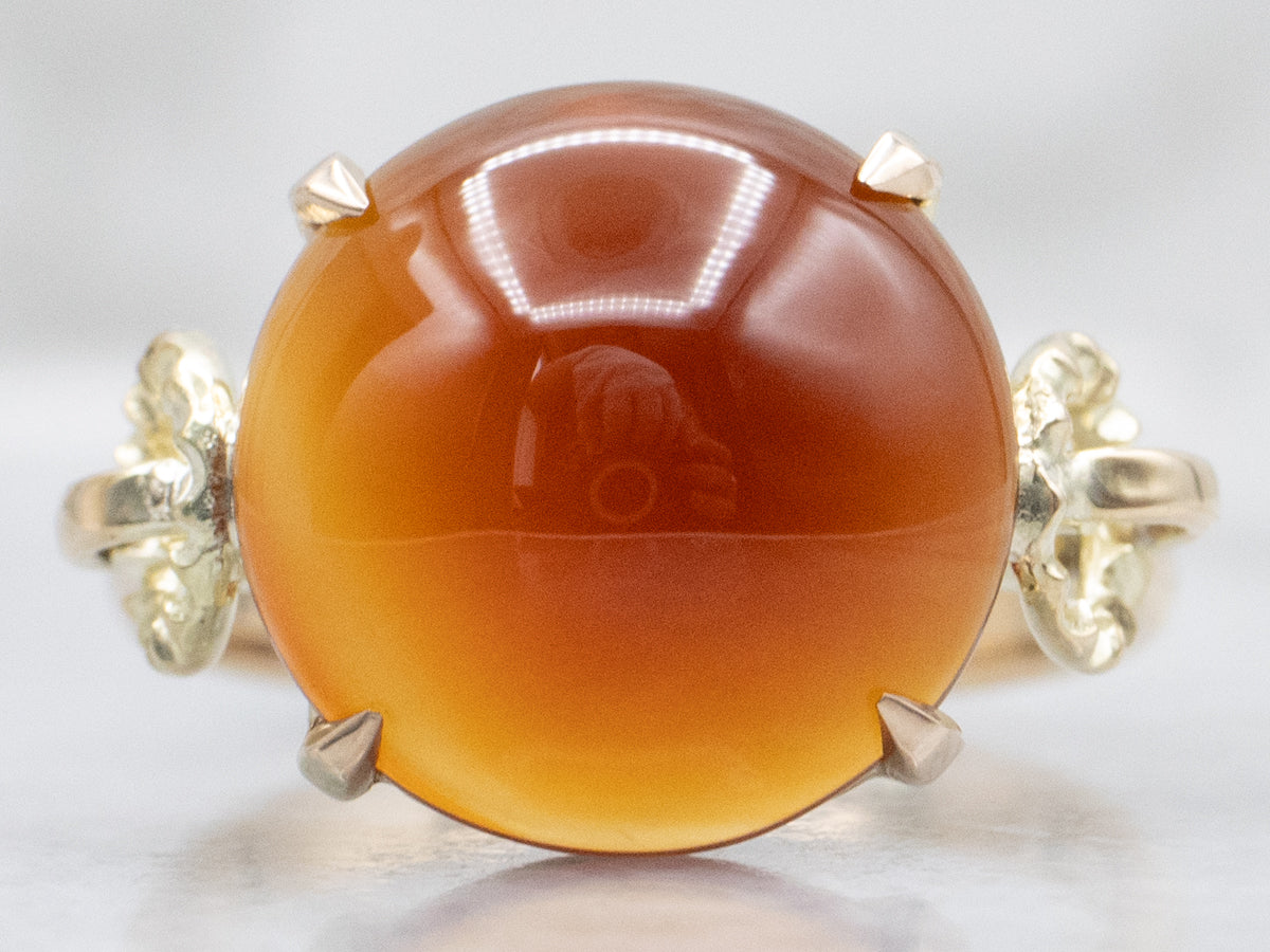 Round-Cut Carnelian Vintage Gold Solitaire Ring