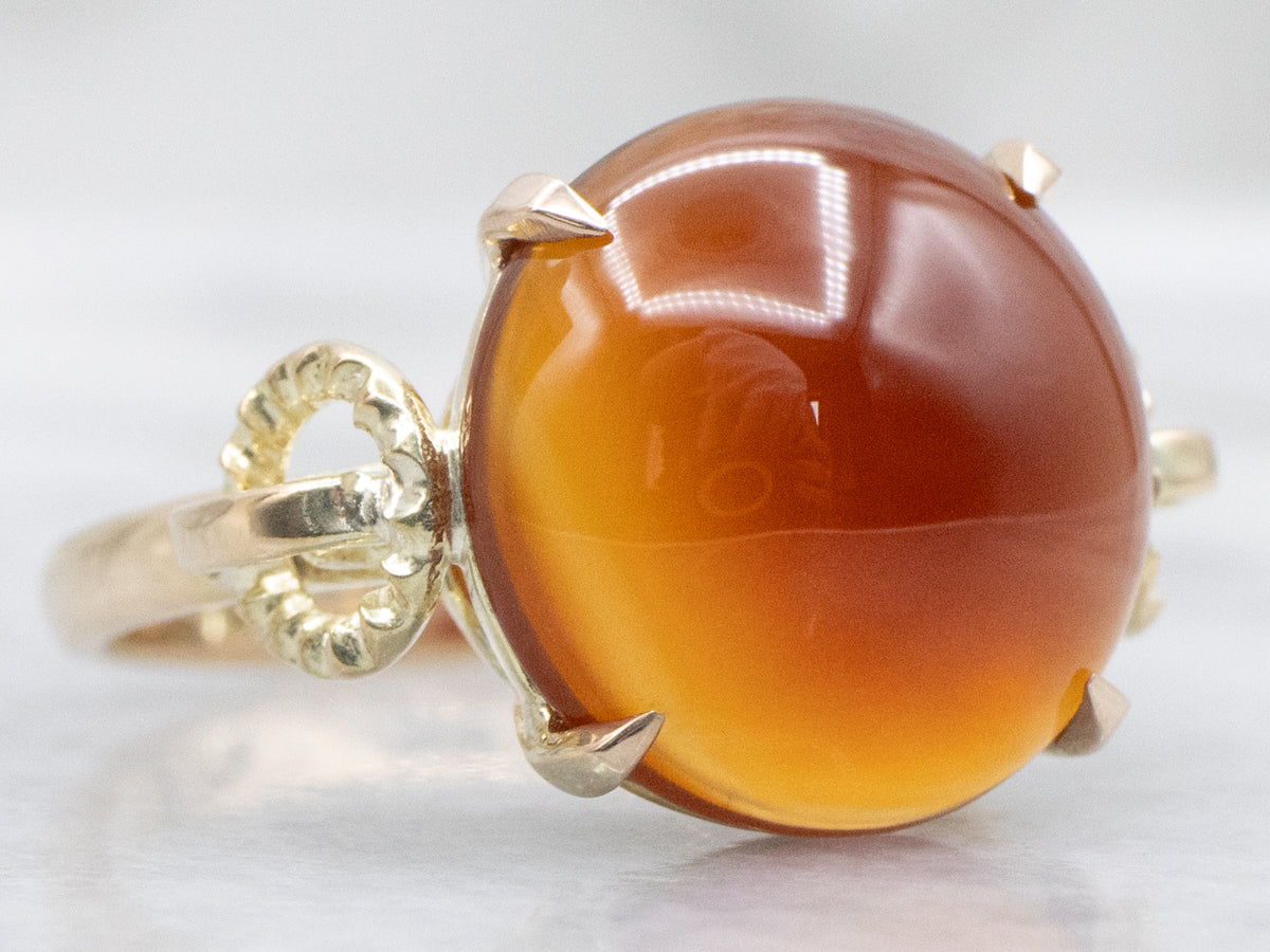 Round-Cut Carnelian Vintage Gold Solitaire Ring