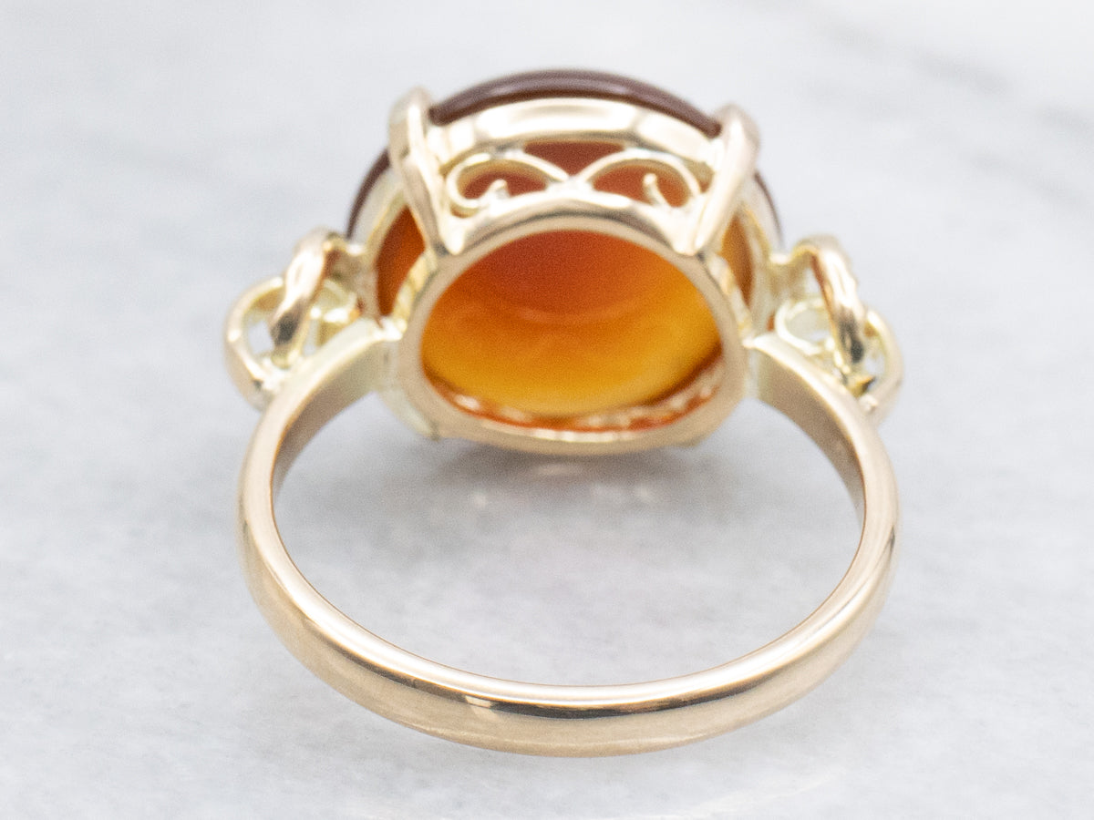 Round-Cut Carnelian Vintage Gold Solitaire Ring