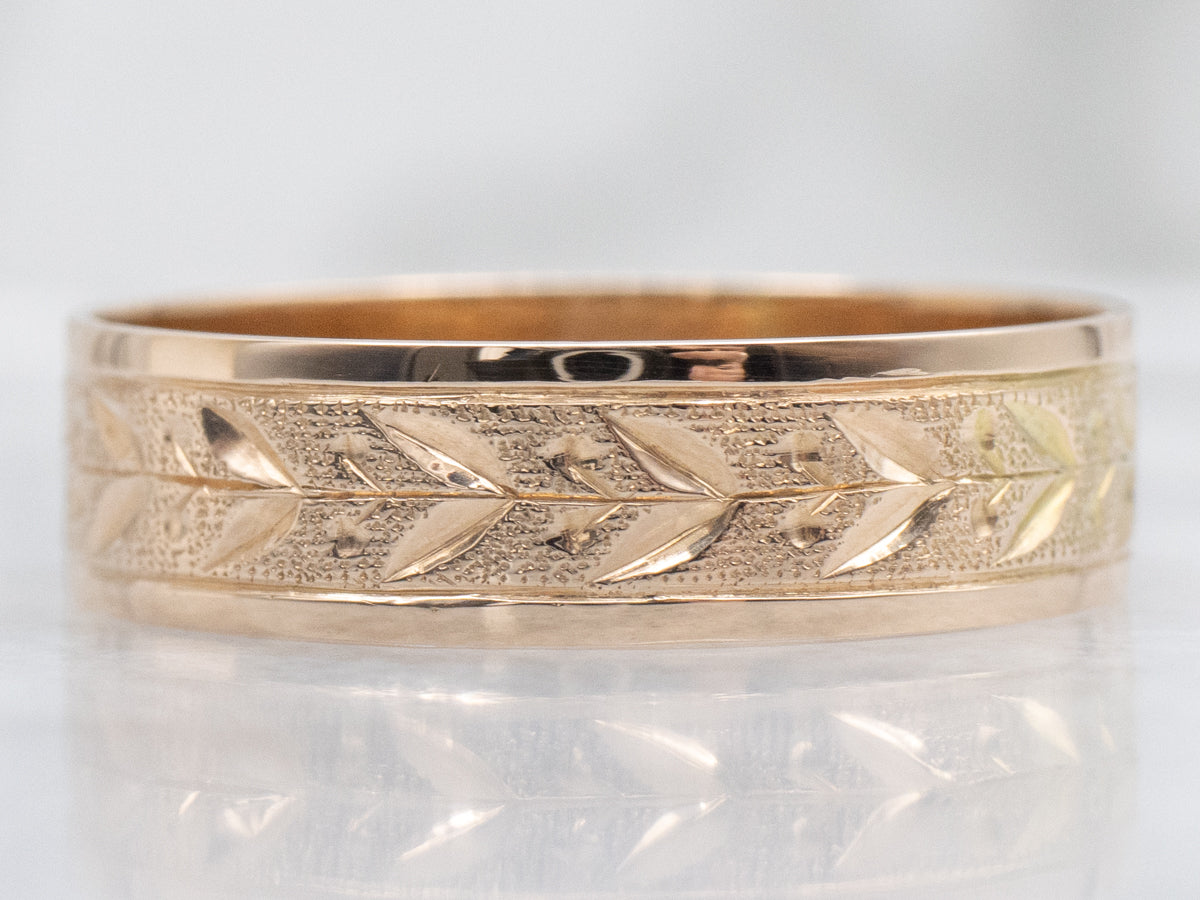 Men's Botanical Patterned Rose Gold Victorian Cigar Band